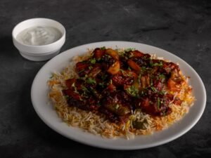 Chicken 65 with biryani rice